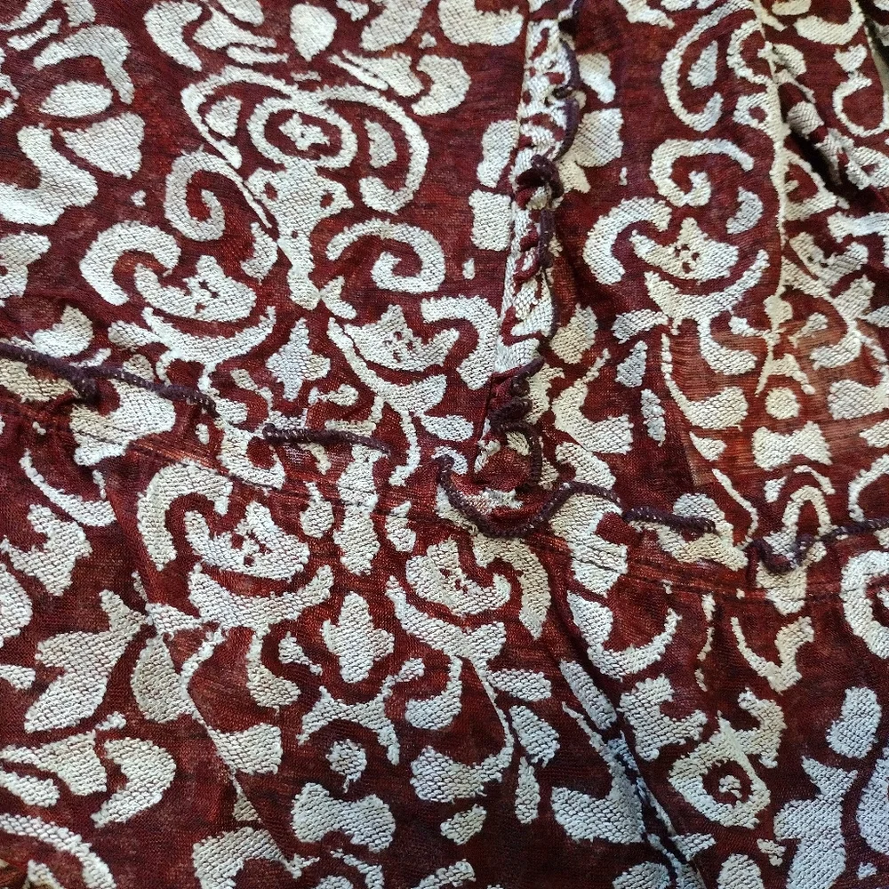 Anthropologie jacquard semi sheer peasant top